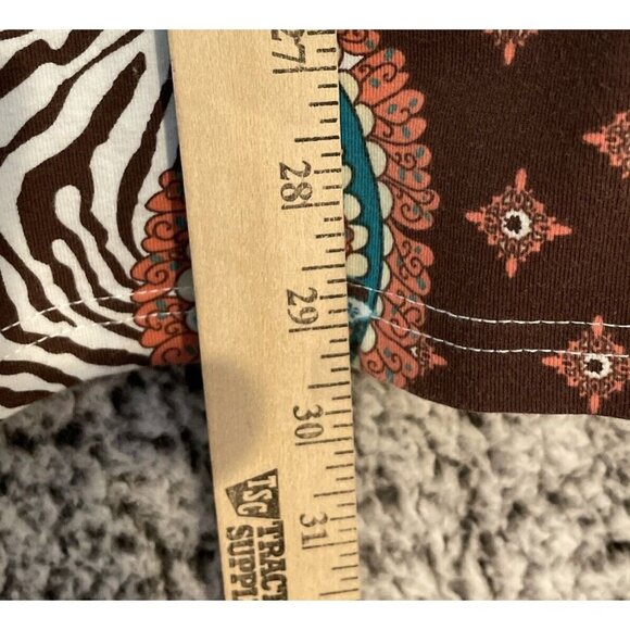 D & Co Denim Company 3X Knit Open Front Cardigan Paisley Animal Print Retro - Picture 4 of 7